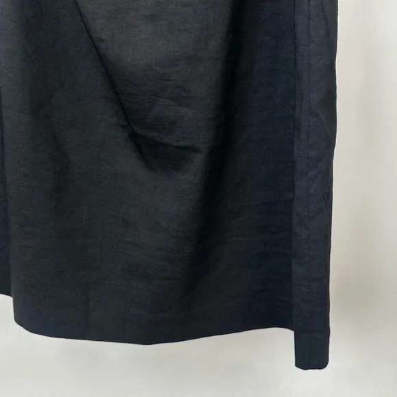 THEORY Black Linen One Shoulder Dress Classic Sophisticated-XS, 4. Orig. $325!~