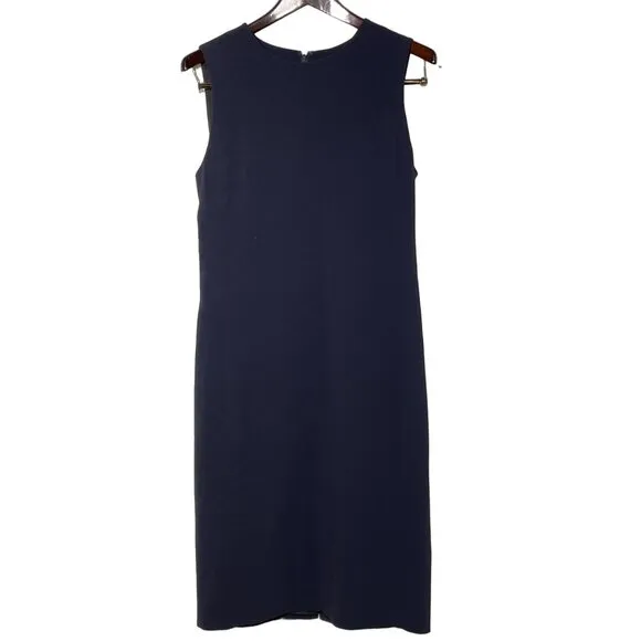 Theory Eano Modern Crepe Sheath Dress Navy Blue Sz 10