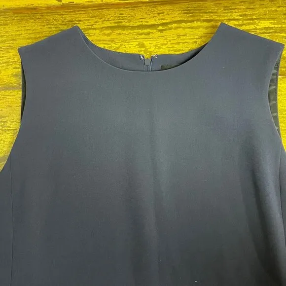 Theory Eano Modern Crepe Sheath Dress Navy Blue Sz 10