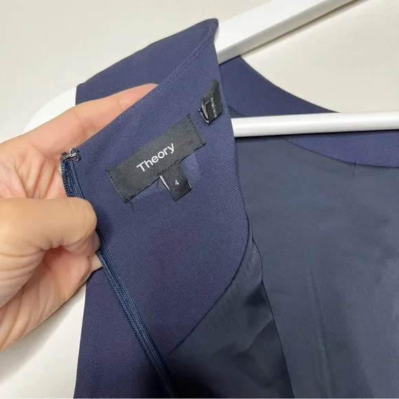 Theory Eano W Sheath Dress in Modern Crepe Navy Size 4