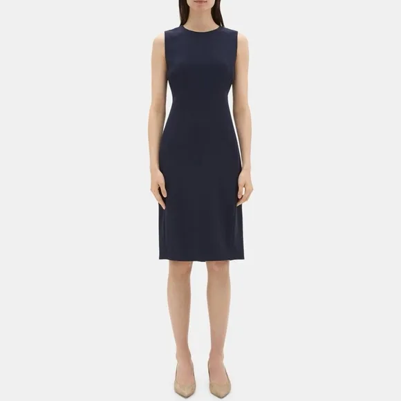 Theory Eano W Sheath Dress in Modern Crepe Navy Size 4