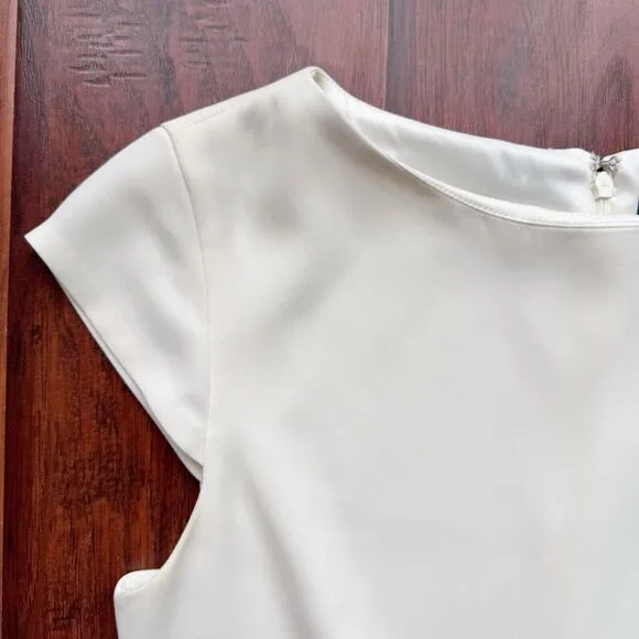 THEORY Modern Crepe Cap Sleeve Dress A-Line Ivory REVOLVE Sz 6 Wedding Bridal