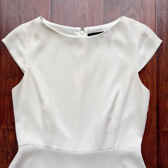 THEORY Modern Crepe Cap Sleeve Dress A-Line Ivory REVOLVE Sz 6 Wedding Bridal