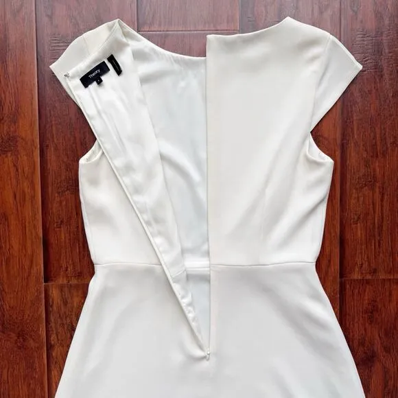 THEORY Modern Crepe Cap Sleeve Dress A-Line Ivory REVOLVE Sz 6 Wedding Bridal