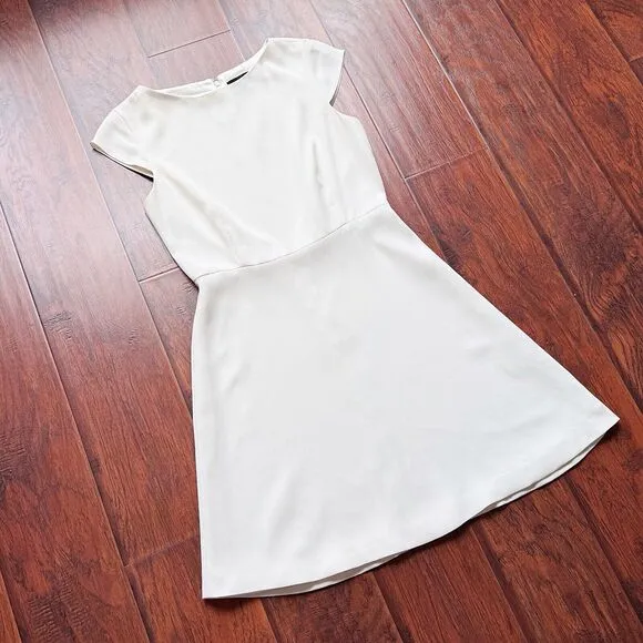 THEORY Modern Crepe Cap Sleeve Dress A-Line Ivory REVOLVE Sz 6 Wedding Bridal