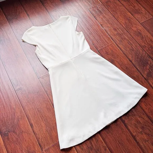 THEORY Modern Crepe Cap Sleeve Dress A-Line Ivory REVOLVE Sz 6 Wedding Bridal