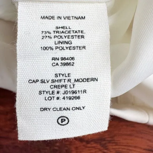 THEORY Modern Crepe Cap Sleeve Dress A-Line Ivory REVOLVE Sz 6 Wedding Bridal