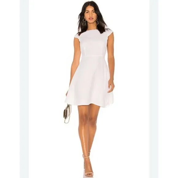 THEORY Modern Crepe Cap Sleeve Dress A-Line Ivory REVOLVE Sz 6 Wedding Bridal