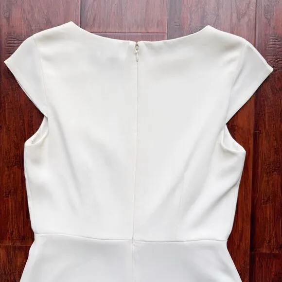 THEORY Modern Crepe Cap Sleeve Dress A-Line Ivory REVOLVE Sz 6 Wedding Bridal