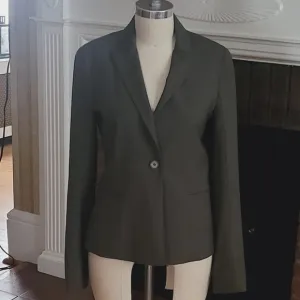 THEORY Slim Fit Wool Blazer Size 6 Olive Green Style# 70871123