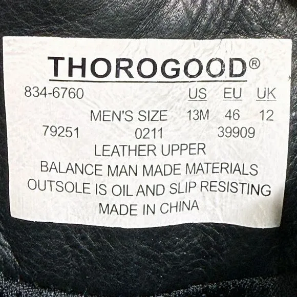 Thorogood Omega 8&quot; Sniper Mens Size 13 Duty Boots Black Leather Side Zip