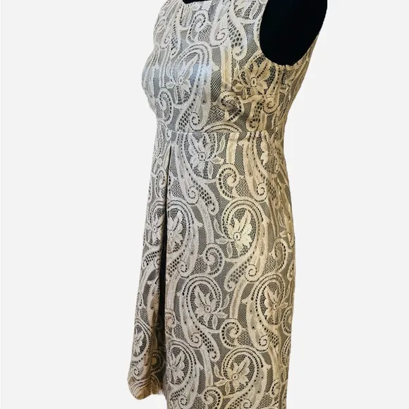 Tibi Lace Dress Size 4 Sleeveless Bronze Semi-Formal Party Mini in Classic Cut