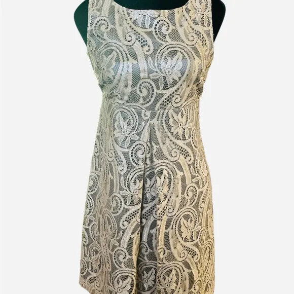 Tibi Lace Dress Size 4 Sleeveless Bronze Semi-Formal Party Mini in Classic Cut