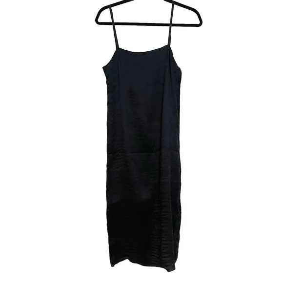Tibi Women’s Textured Black Sleeveless Midi Dress Classic Column Size 6