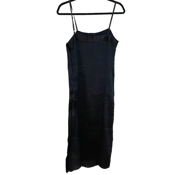Tibi Women’s Textured Black Sleeveless Midi Dress Classic Column Size 6