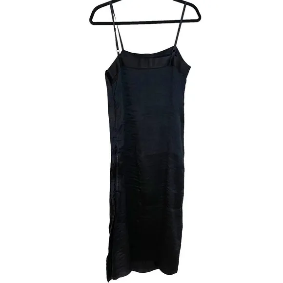 Tibi Women’s Textured Black Sleeveless Midi Dress Classic Column Size 6