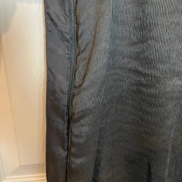 Tibi Women’s Textured Black Sleeveless Midi Dress Classic Column Style Size 6