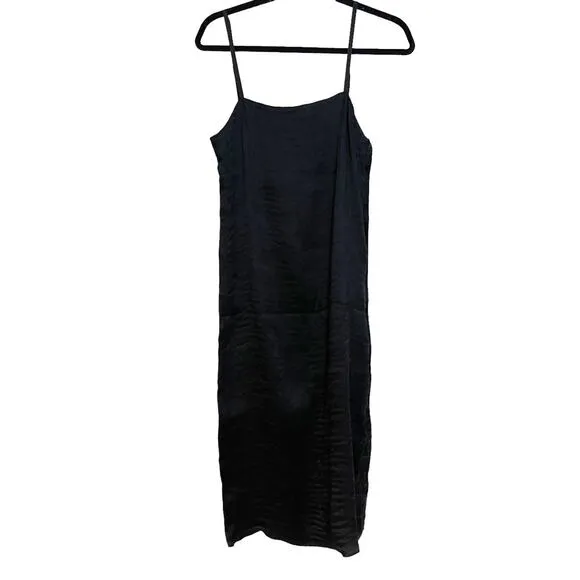 Tibi Women’s Textured Black Sleeveless Midi Dress Classic Column Style Size 6
