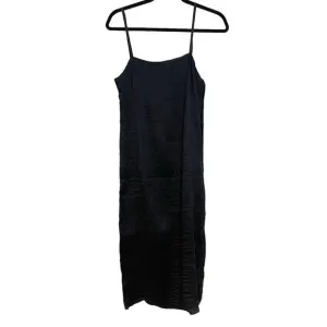 Tibi Women’s Textured Black Sleeveless Midi Dress Classic Column Style Size 6
