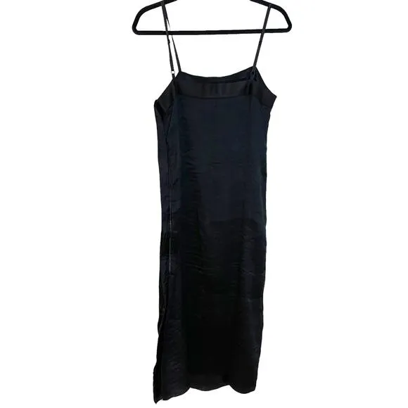Tibi Women’s Textured Black Sleeveless Midi Dress Classic Column Style Size 6