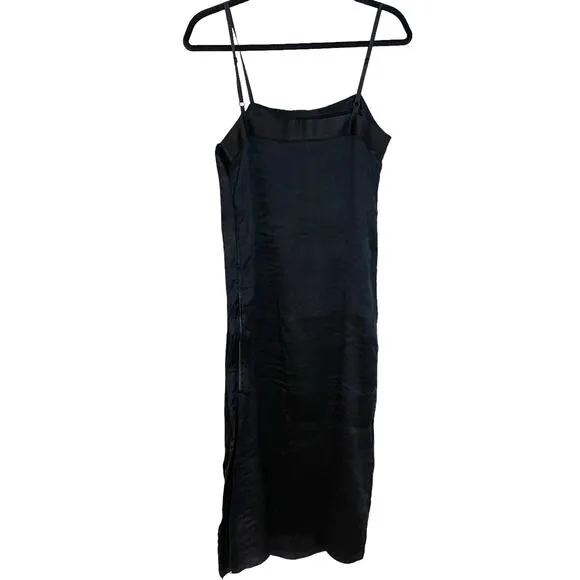 Tibi Women’s Textured Black Sleeveless Midi Dress Classic Column Style Size 6