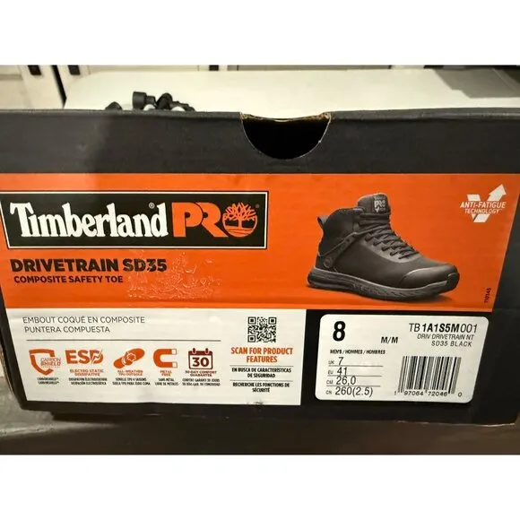Timberland Pro Drivetrain SD35 Composite Safety Toe Boots Size 8 Mens