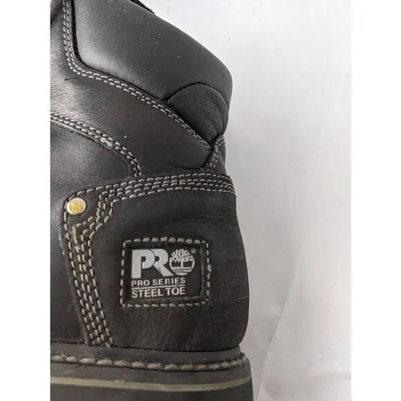 Timberland Pro Series Boots Steel Toe Slip Resistant Heavy Black Leather Sz 10