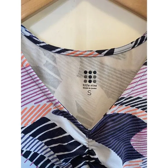 Title Nine Amelia Dress Short Sleeve Size Small Blue Pink Modern CUTE