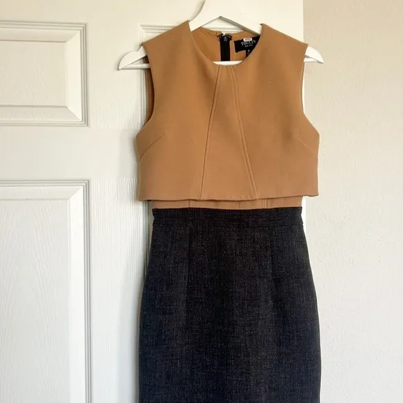 TOCCIN Modern Stretch Colorblock Sleeveless Popover Dress