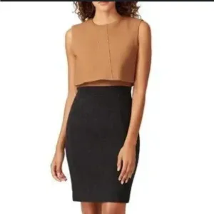 TOCCIN Modern Stretch Colorblock Sleeveless Popover Dress