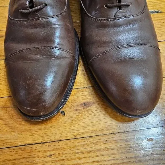 TOD'S Men's shoes Brown Leather Lace-up Oxford Style Classical Cap-Toe Size 9