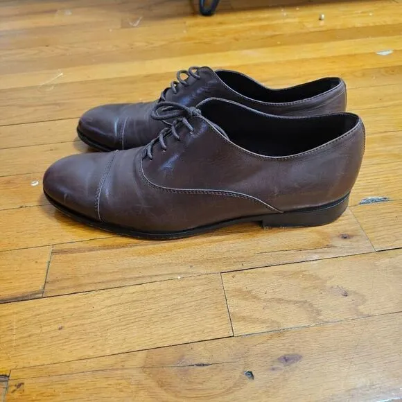 TOD'S Men's shoes Brown Leather Lace-up Oxford Style Classical Cap-Toe Size 9