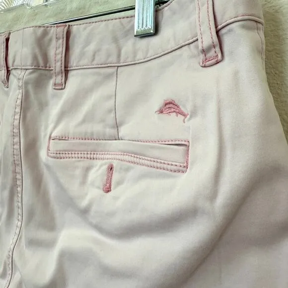 Tommy Bahama Boracay Chino Shorts Pink Cotton Stretch Casual Summer Size 30