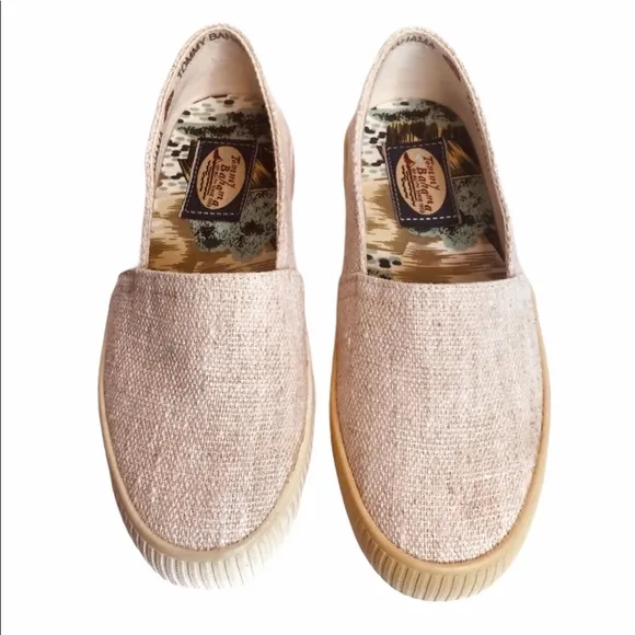 TOMMY BAHAMA Deck Shoes Slip On Canvas Jute Linen Size 6