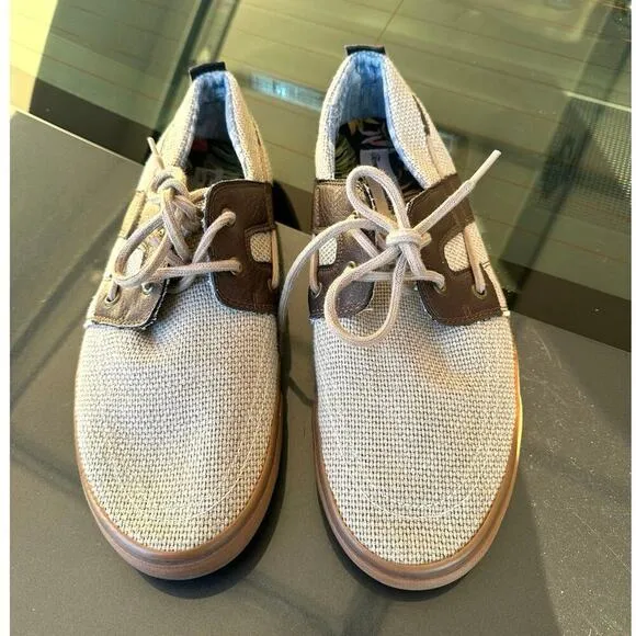 Tommy Bahama Men's Stripe Breaker Lace Up Boat Shoes Size 11 Tan