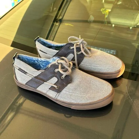 Tommy Bahama Men's Stripe Breaker Lace Up Boat Shoes Size 11 Tan
