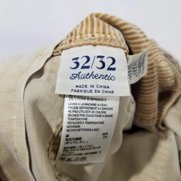 Tommy Bahama Pants Mens 32x32 Authentic Chino Flat Front Cotton Spandex Khaki