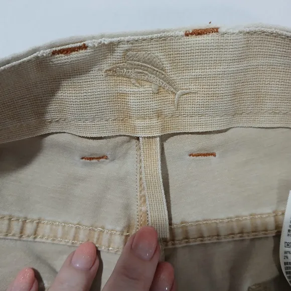 Tommy Bahama Pants Mens 32x32 Authentic Chino Flat Front Cotton Spandex Khaki