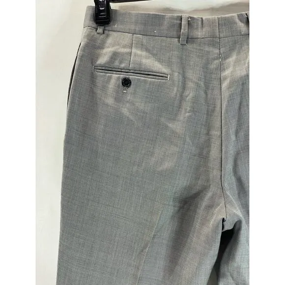 TOMMY HILFIGER Men's Light Grey Sharkskin Modern-Fit Flat Front Pants SZ 36X32