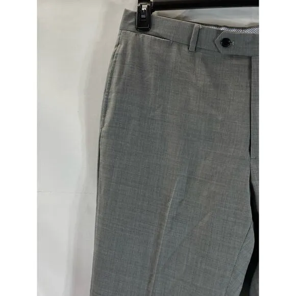 TOMMY HILFIGER Men's Light Grey Sharkskin Modern-Fit Flat Front Pants SZ 36X32