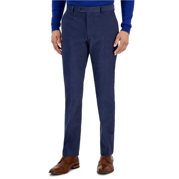 Tommy Hilfiger Mens Modern Fit Solid Corduroy Dress Pants Slacks, Blue, NWT