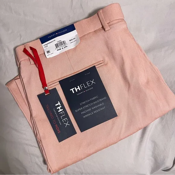 Tommy Hilfiger Men's Modern-Fit Solid Dress Coral Pants