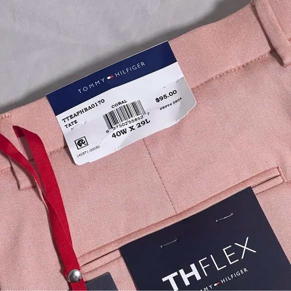 Tommy Hilfiger Men's Modern-Fit Solid Dress Coral Pants