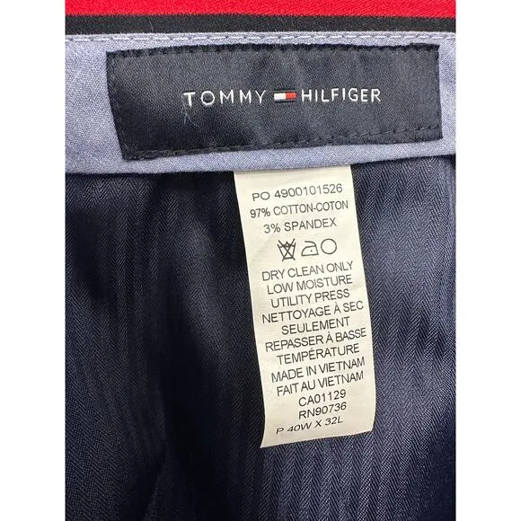 Tommy Hilfiger Mens Modern-Fit THFlex Stretch Light Grey Solid 40x32