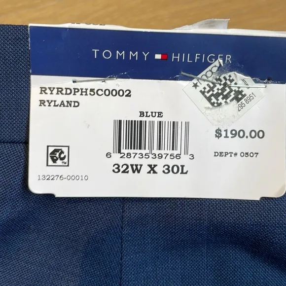 Tommy Hilfiger Men's Modern-Fit Wool TH-Flex Stretch Blue Suit Dress Pants - NWT