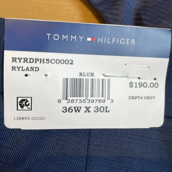 Tommy Hilfiger Men's Modern-Fit Wool TH-Flex Stretch Blue Suit Dress Pants - NWT