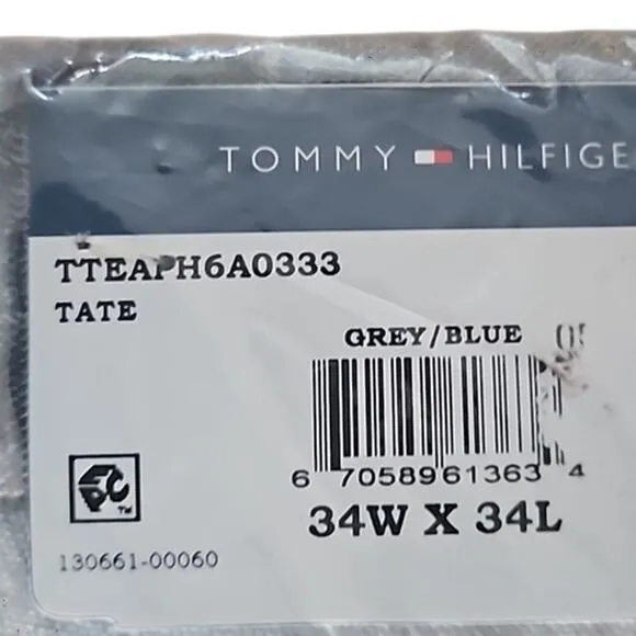 Tommy Hilfiger Men's TH Flex Tate Modern Fit Dress Pants 34Wx34L, Grey/Blue, NWT
