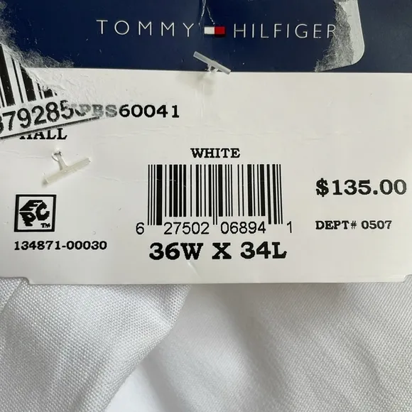 Tommy Hilfiger Men’s White Th-Flex Modern Fit Stretch Cotton Suit Dress Pants