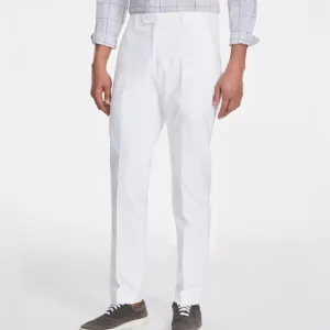 Tommy Hilfiger Men’s White Th-Flex Modern Fit Stretch Cotton Suit Dress Pants