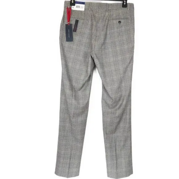 Tommy Hilfiger Modern Fit Stretch  Dress Pants - Grey Camel Plaid 34W X30L